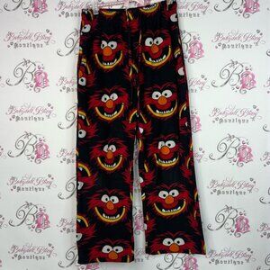 Disney pj bottoms muppets fleece warm cozy soft Black and Red Pajama Pants